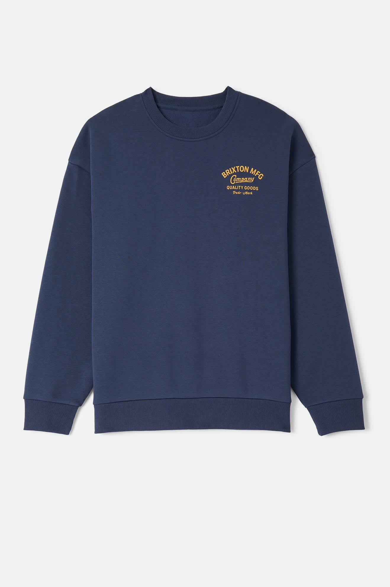 Men's Straton Crew in the color Washed Navy - Front Product Laydown Image