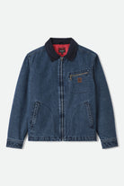 Men's Mechanic Garage Zip Lined Jacket in the color Rinse Denim - Front Product Laydown Image