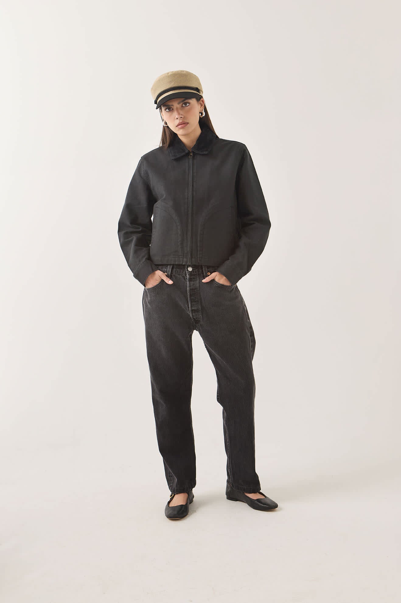 Women's Mechanics Women's Garage Zip Jacket in the color Black - Women's Front Fit Image