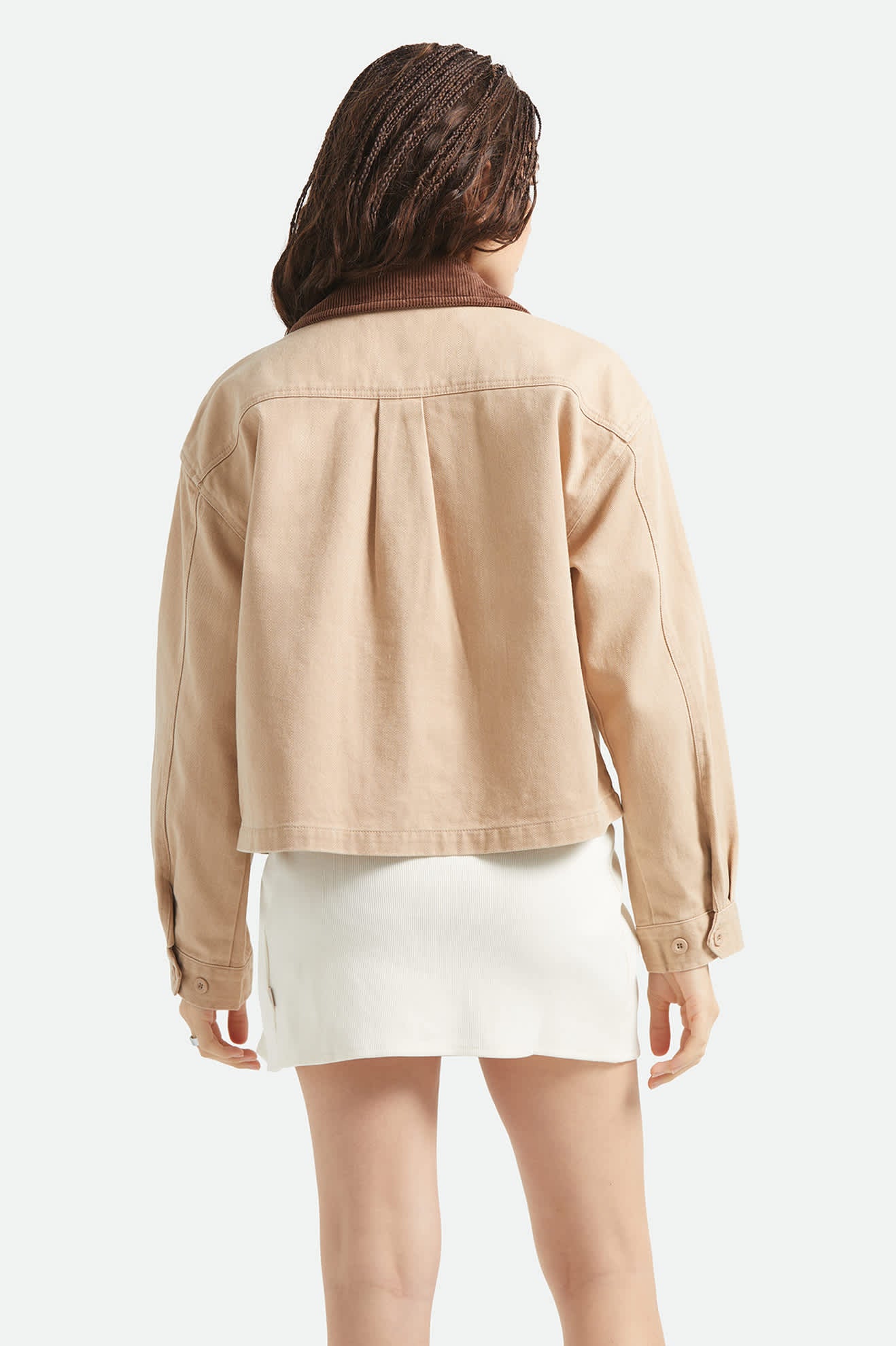 Women's Utopia Patchwork Overshirt in the color Washed Timeless Taupe - Women's Back View