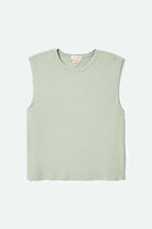 Women's Carefree Organic Garment Dyed Muscle Tank in the color Sage Green - Front Product View