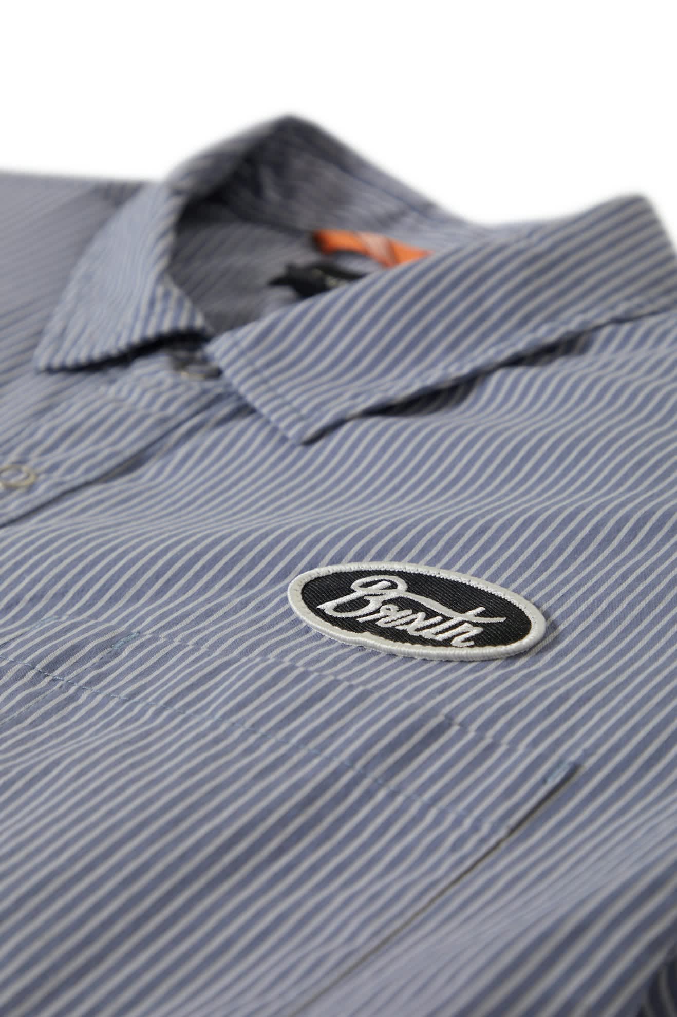 Men's Builders Auto S/S Shirt in the color Twilight Blue/White Stripe - Additional Laydown image