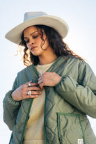 Women's Delilah Quilted Jacket in the color Olive Surplus - Men's Lifestyle image