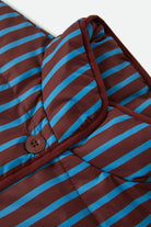 Women's Delilah Mock Neck Jacket in the color Dark Brick/Electric Indigo Stripe - Additional Laydown image