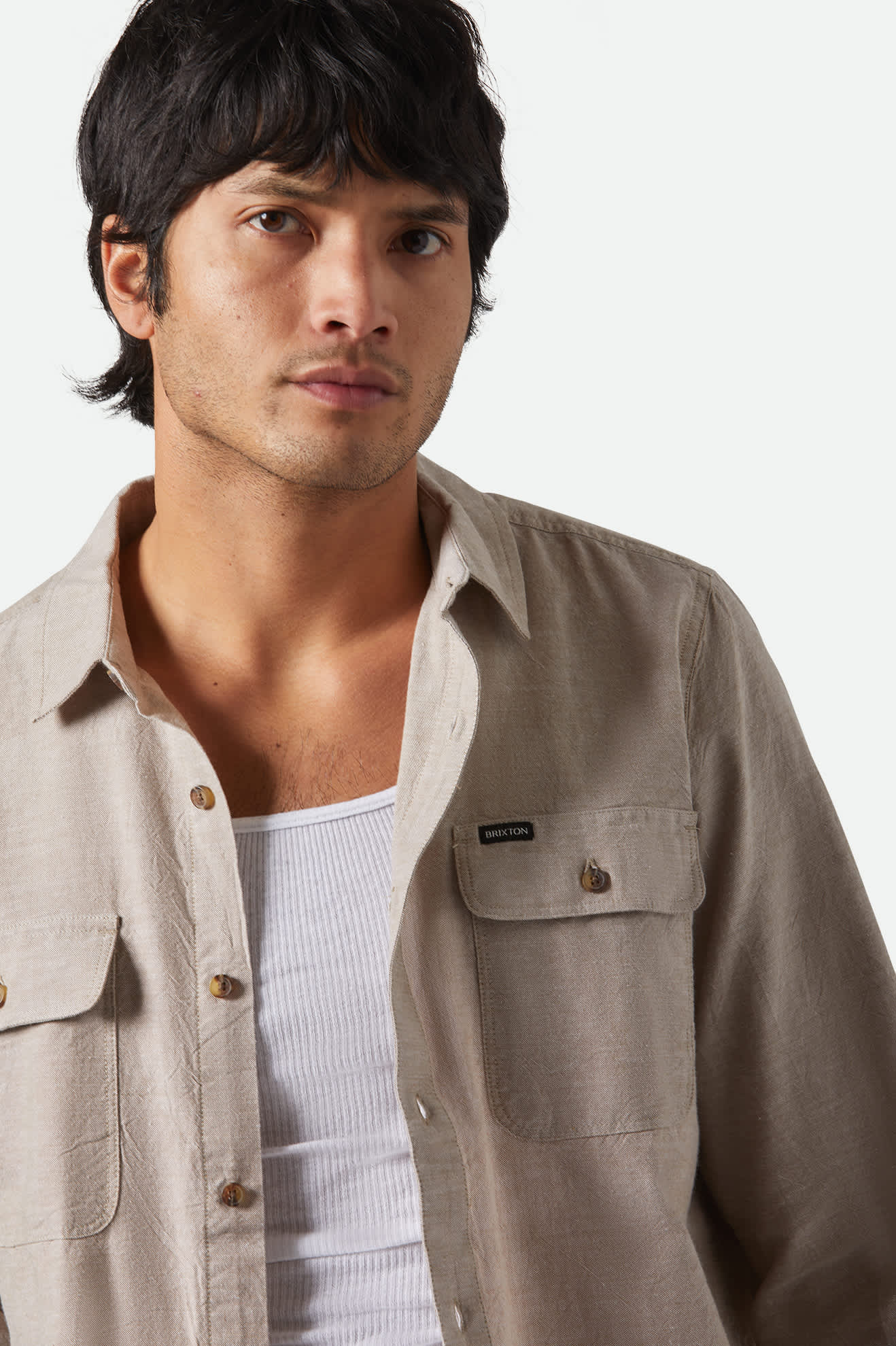 Men's The Daily Cotton L/S Shirt  in the color Khaki - Additional Fit image