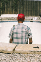 Men's Charter Linen Blend S/S Shirt in the color Beige/Azure Blue Plaid - Men's Lifestyle image