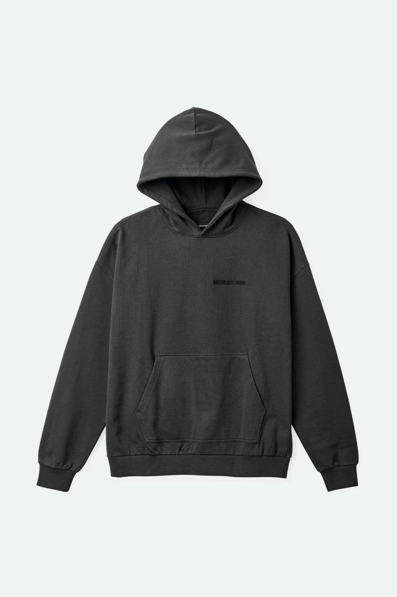 Brixton Men's Embroidered Heavyweight Oversized Hoodie - Washed Black | Main