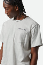 Men's Embroidered Heavyweight Pocket T-Shirt in the color Heather Grey Ash - Additional Fit View