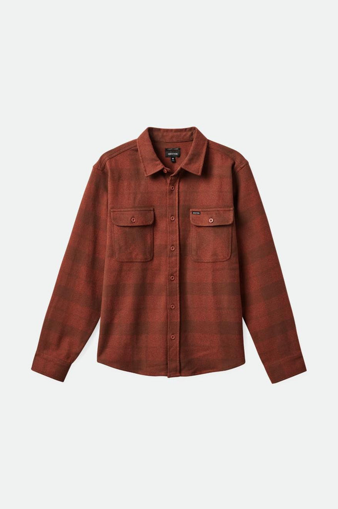 Brixton Men's Bowery Stretch Water Resistant Flannel - Sepia/Terracotta | Profile