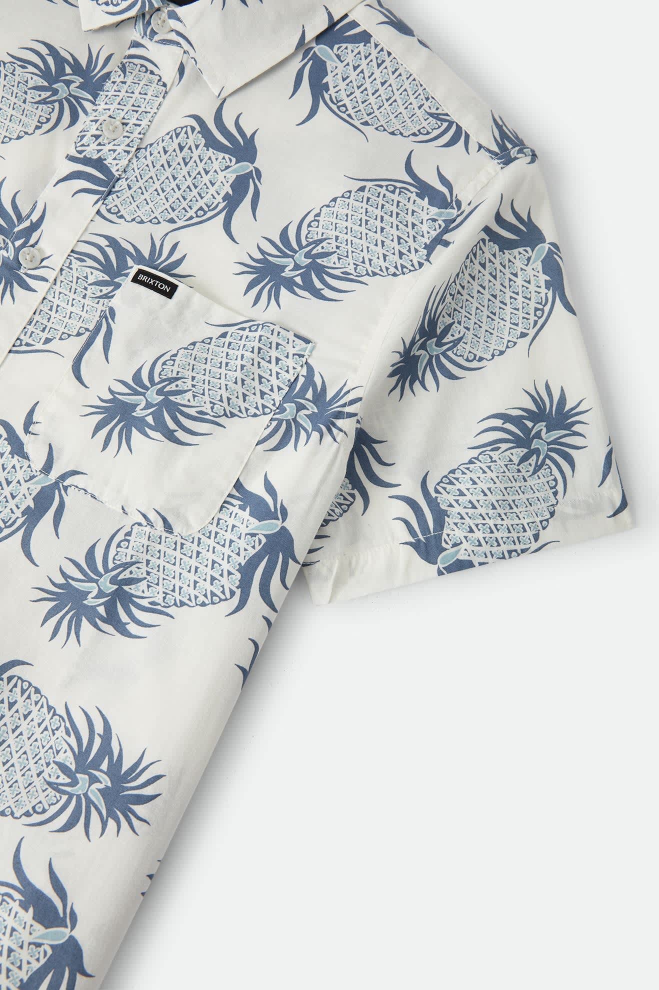 Men's Charter Print Shirt in the color Off White Pineapple - Additional Laydown image