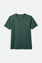 Brixton Men's Vintage Reserve S/S Tee - Trekking Green Sol Wash | Profile