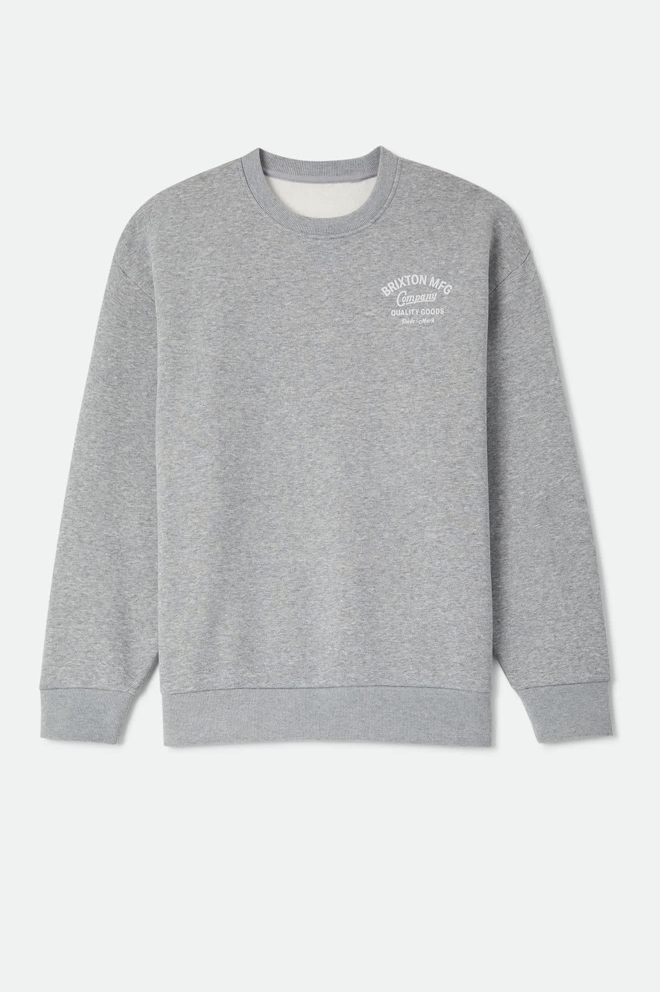Men's Straton Crew in the color Heather Grey - Front Product Laydown Image