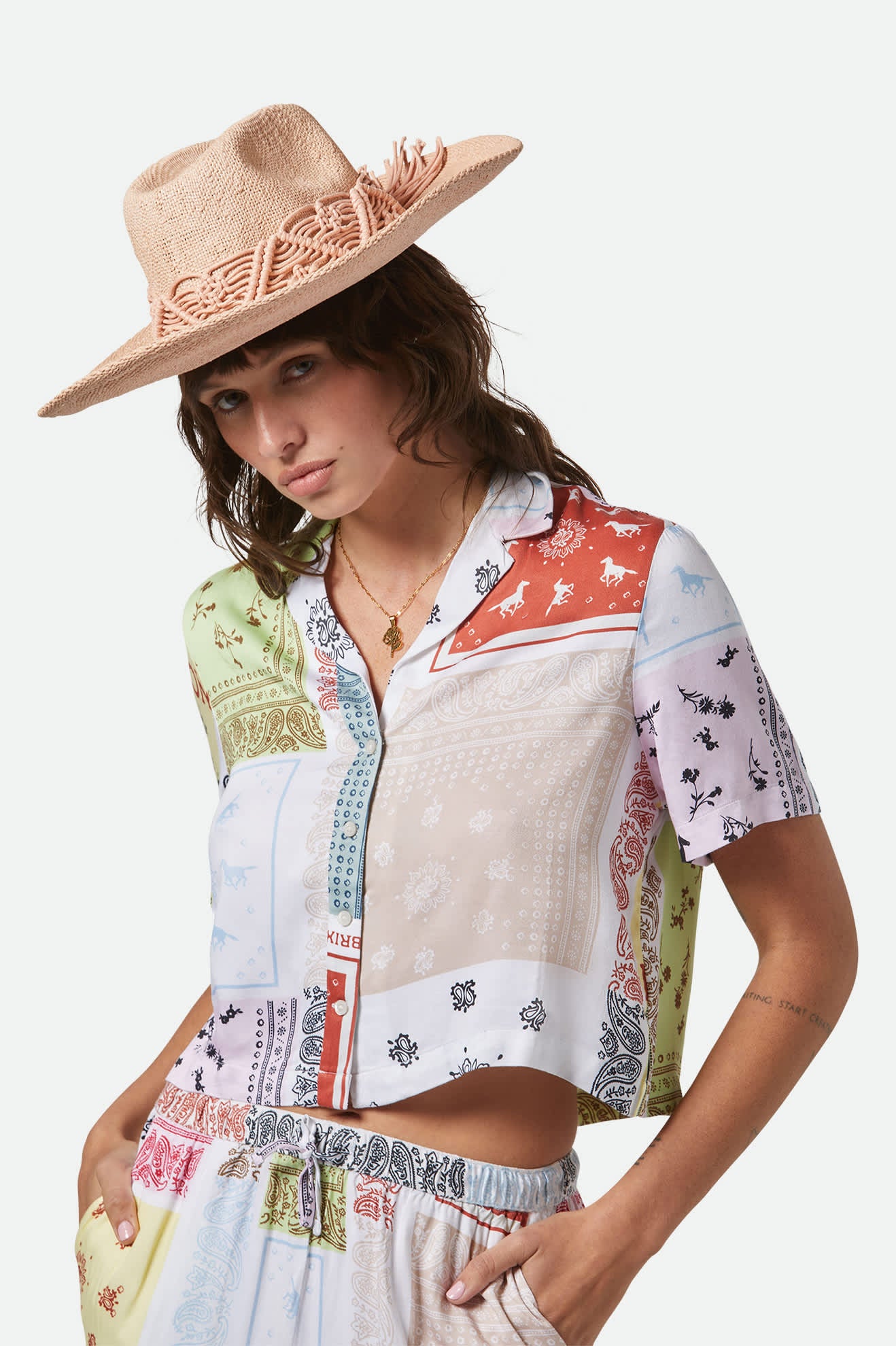 Women's Matteo Straw Hat in the color Soft Pink - Women's Front View