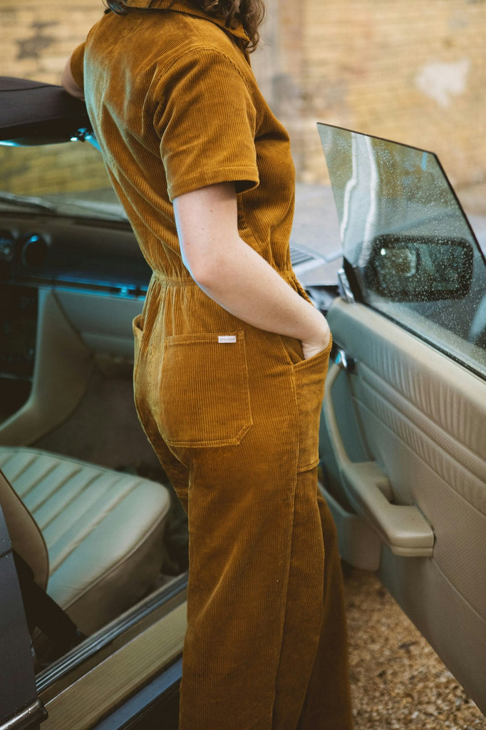 Brixton Utility Jumpsuit - Golden Brown Cord