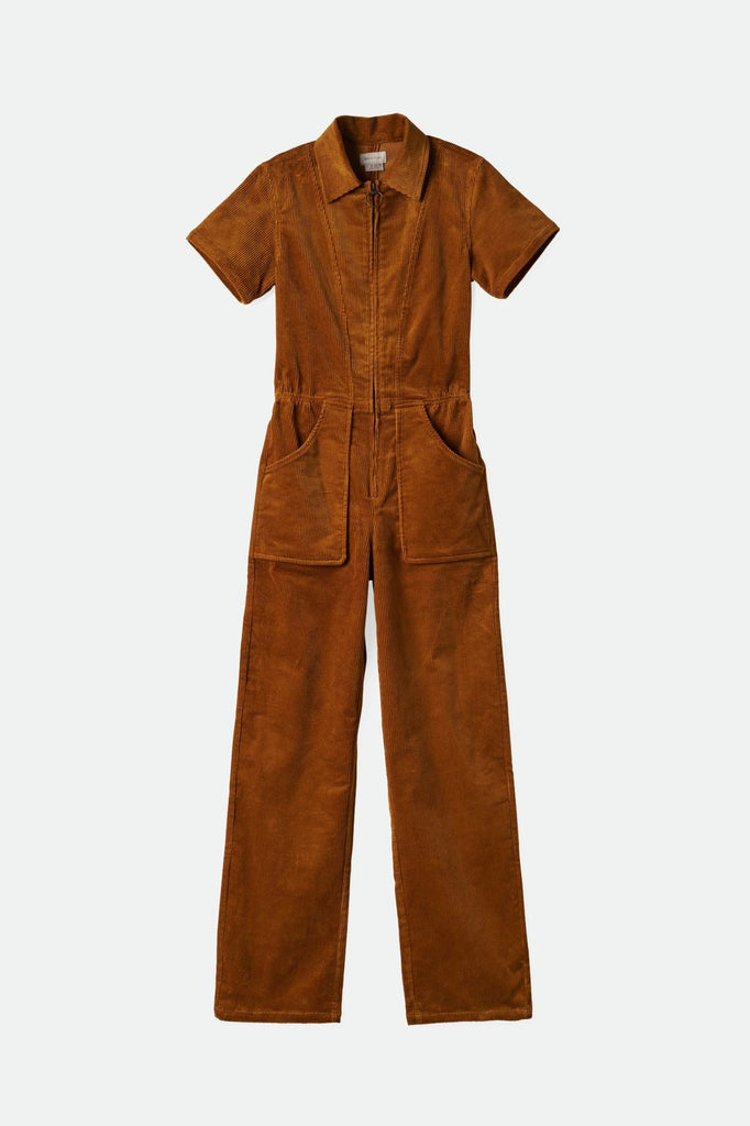 Brixton Utility Jumpsuit - Golden Brown Cord