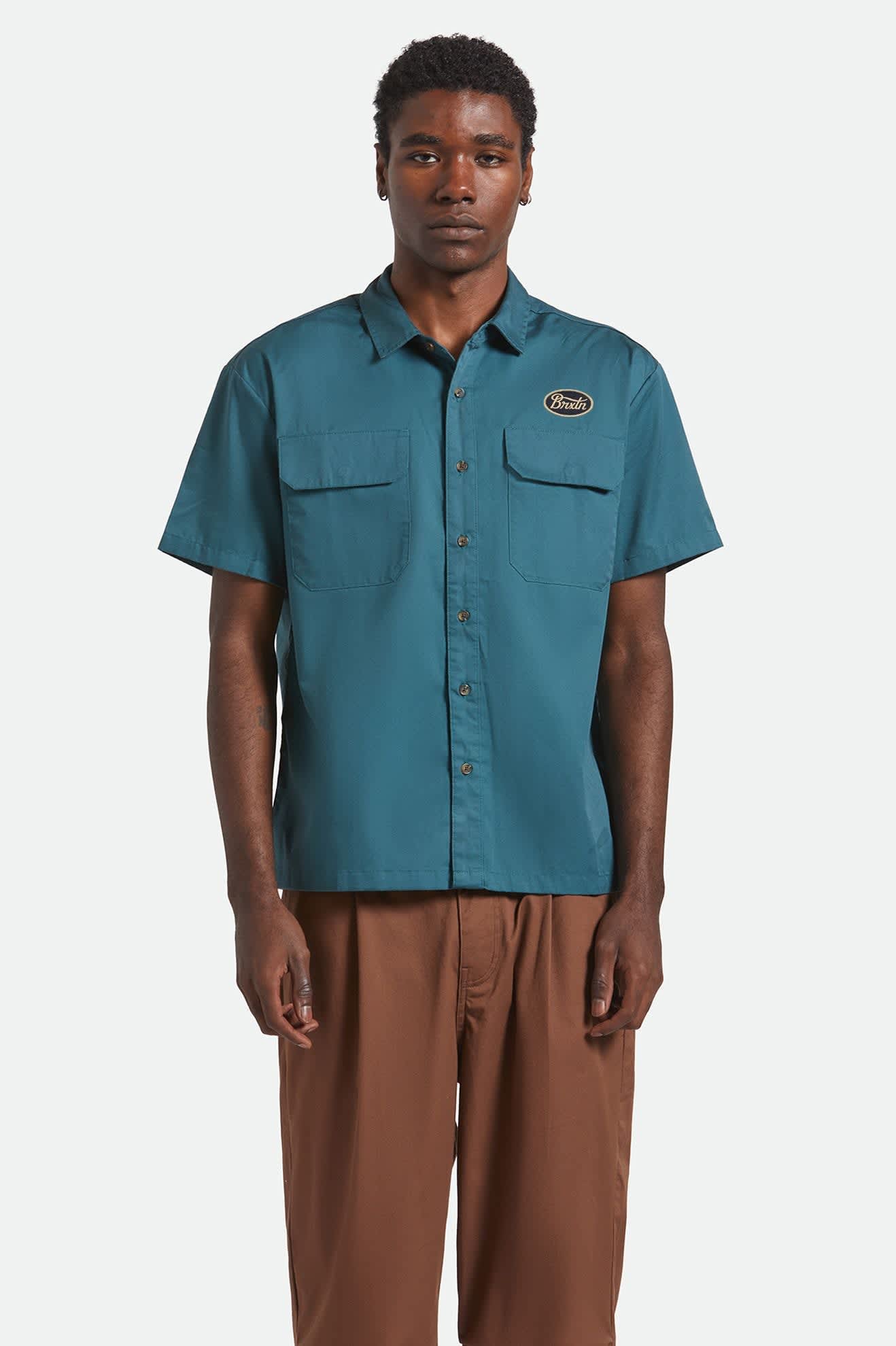 Men's Mechanics Cru S/S Shirt in the color Night Sage - Men's Front View