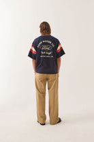 Men's Ford Built Tough Jersey in the color American Navy - Men's Back View