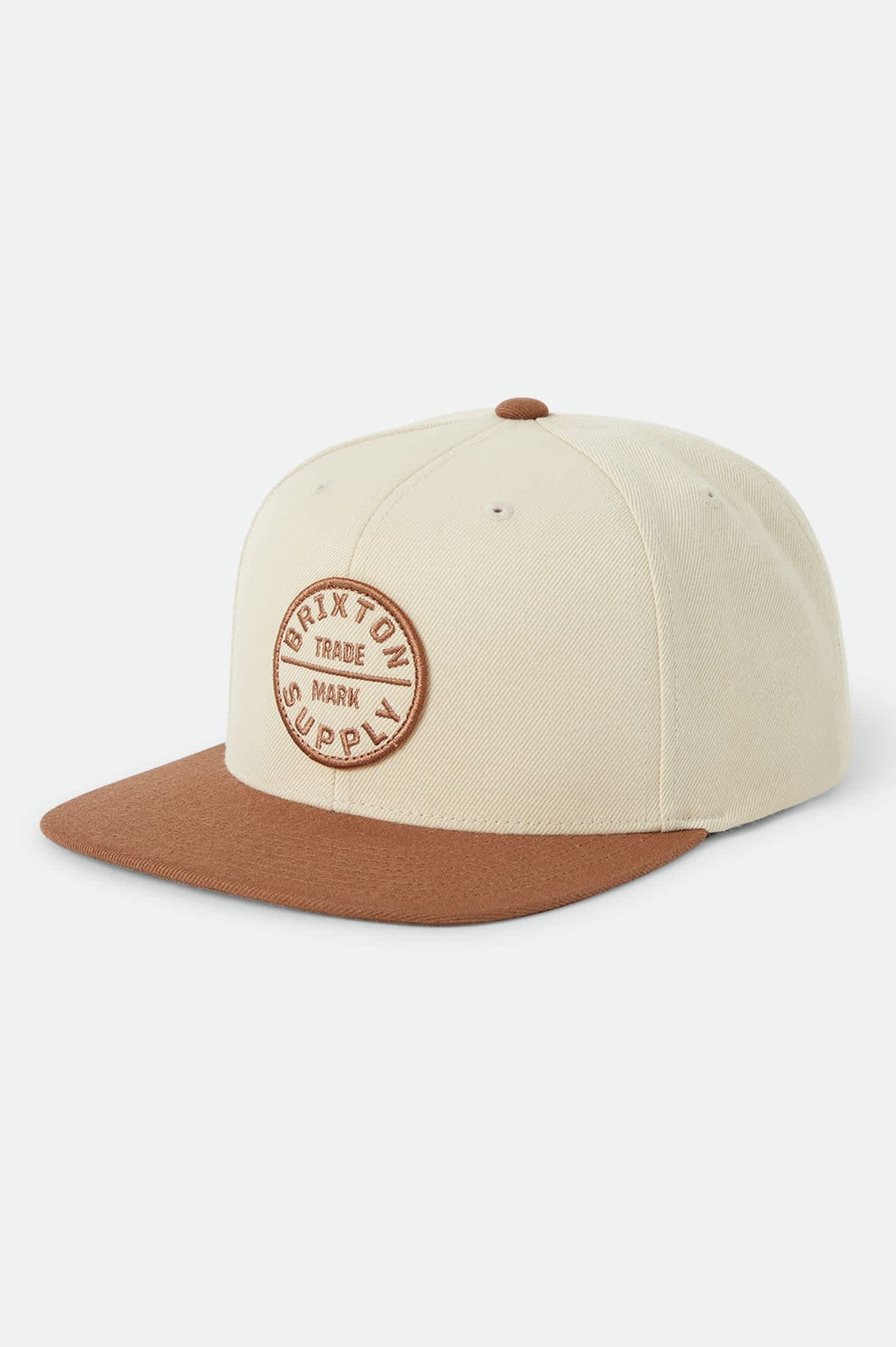 Unisex Oath III Snapback in the color Khaki/Caramel - Front Product Laydown Image