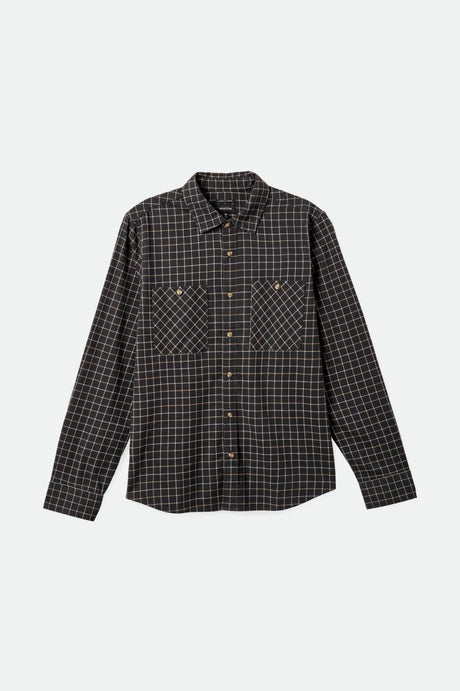 Brixton Men's Savile Stretch L/S Shirt - Washed Black/Window Plaid | Profile