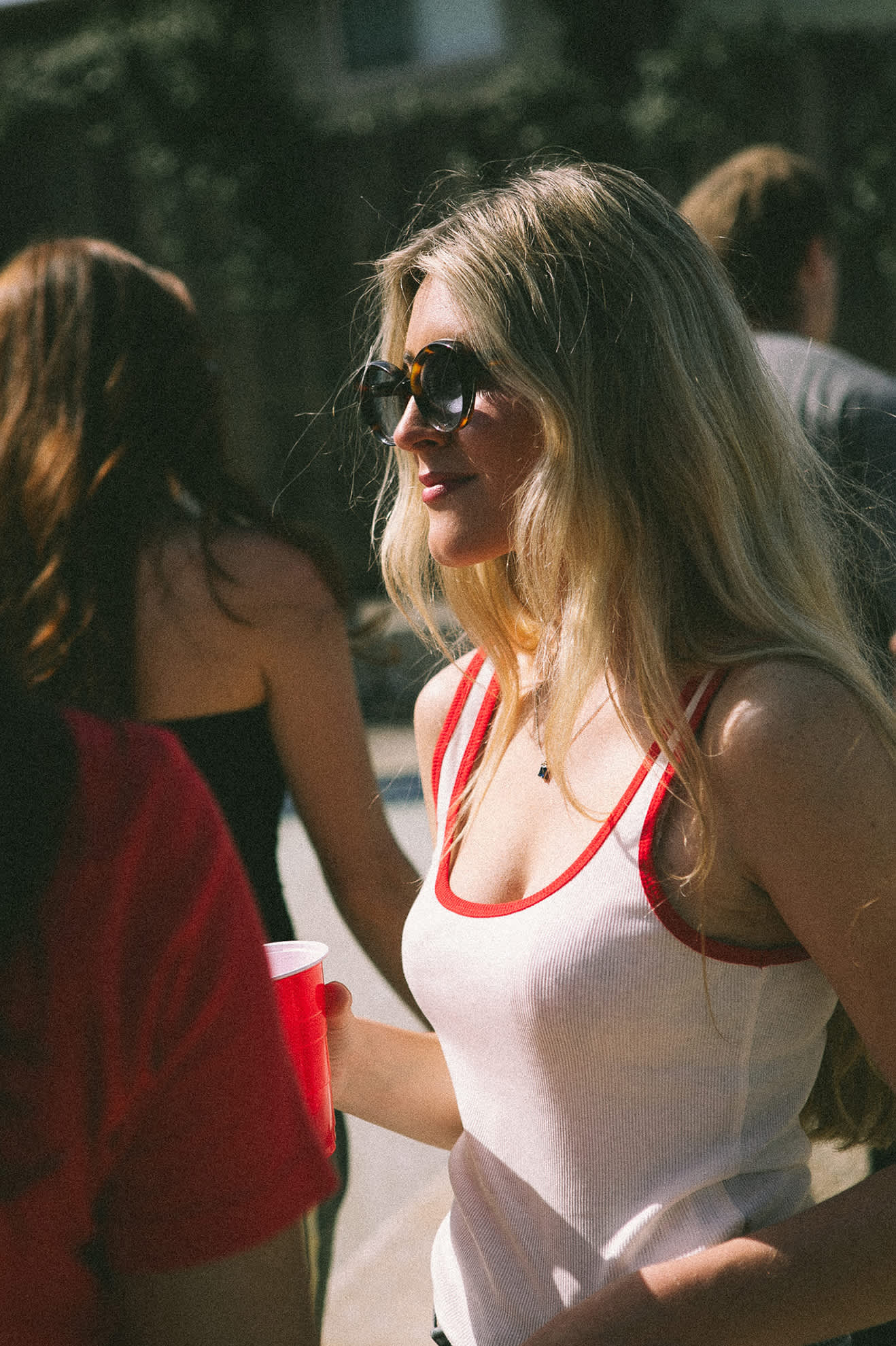 Women's Ringer Organic A-Tank in the color Off White/Crimson - Men's Lifestyle image