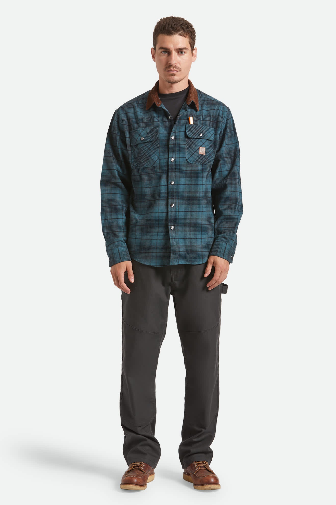 Men's Builders Bowery Performance Flannel in the color Night Sage/Black - Additional Fit image