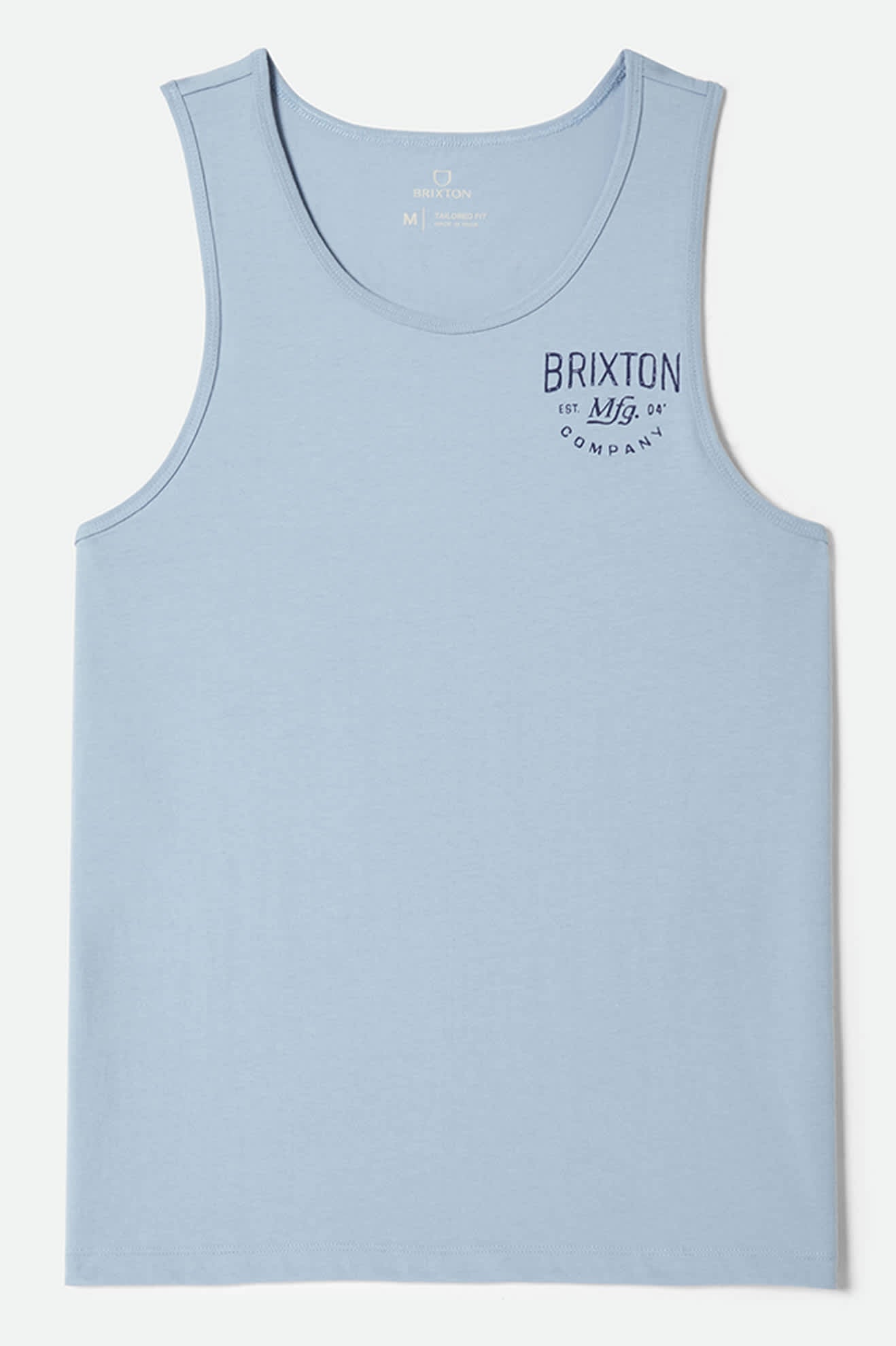 Men's Fremont Tank Top in the color Dusty Blue - Front Product Laydown Image