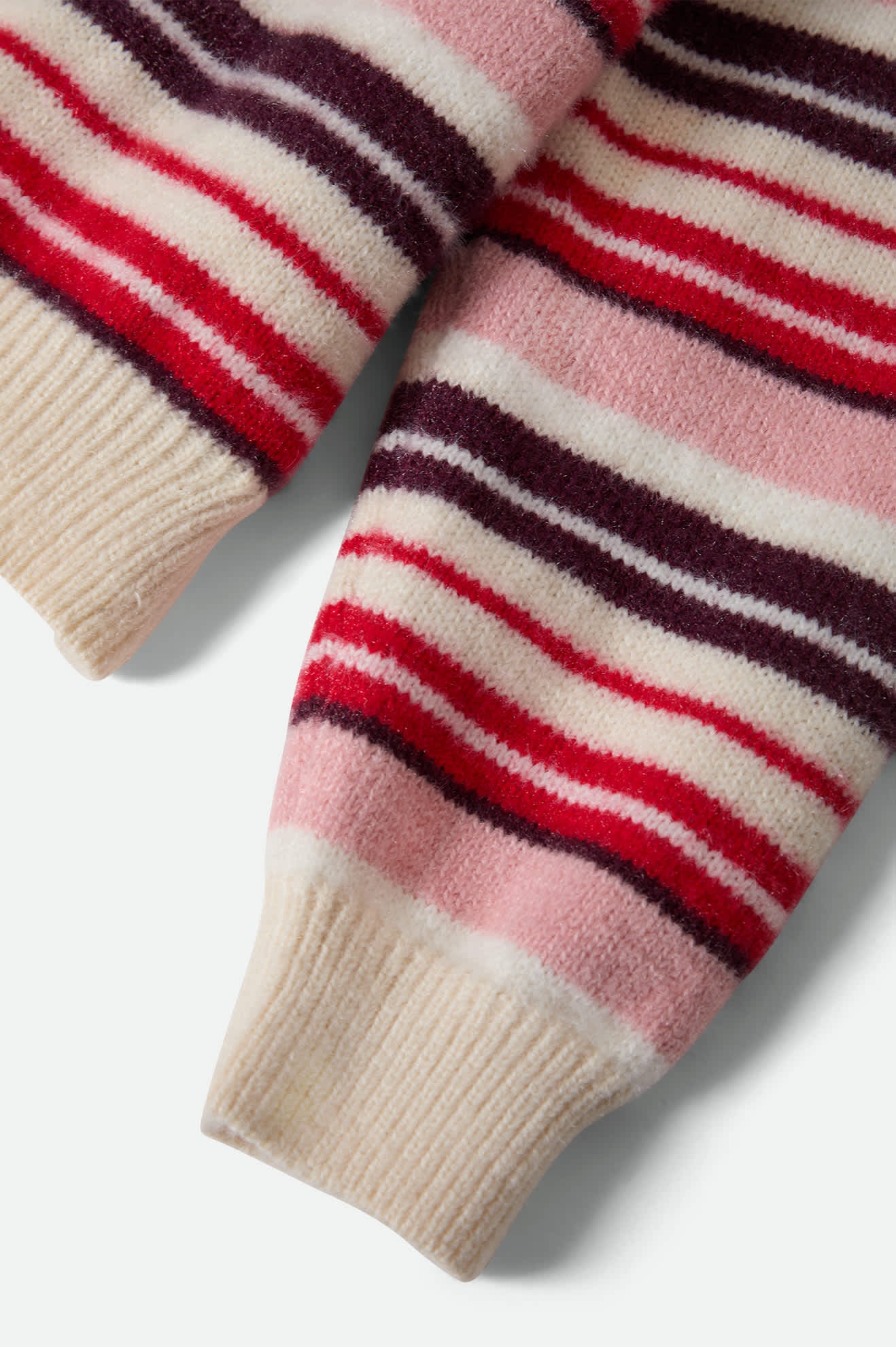 Women's Cozy Crew Sweater in the color Mellow Rose Multi Stripe - Additional Laydown image