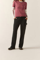 Women's Essex Embroidered Painter Pant in the color Black - Women's Front Fit Image