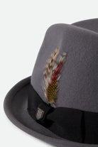 Unisex Gain Fedora in the color Grey/Black - Additional Laydown image