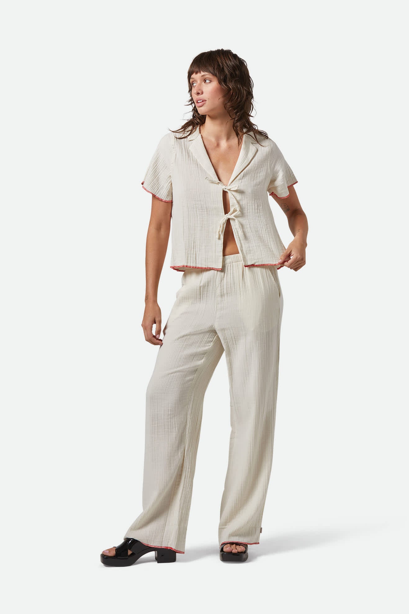 Women's Wandering Tie Top in the color Off White - Additional Fit image