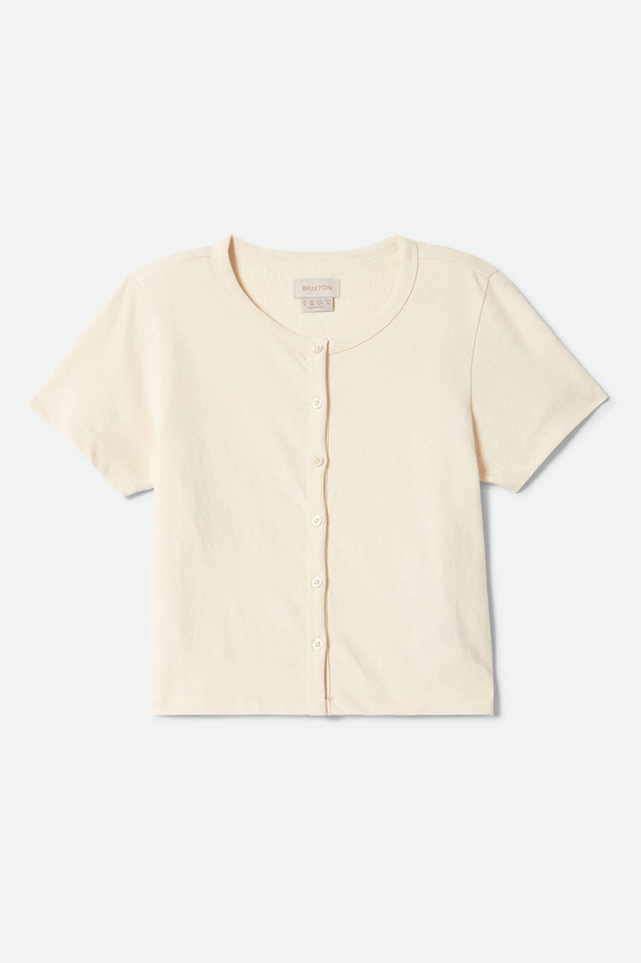 Women's The Alice Button Down Short Sleeve Shirt in the color Whitecap - Front Product Laydown Image