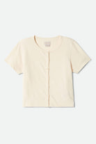 Women's The Alice Button Down Short Sleeve Shirt in the color Whitecap - Front Product Laydown Image