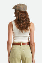 Unisex Brood Newsboy Cap in the color Oatmeal/Charcoal Houndstooth - Women's Back View