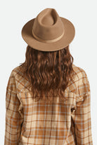 Unisex Messer Packable Fedora in the color Khaki/Khaki - Women's Back View