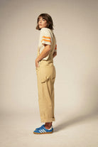 Women's Utility Overall in the color Pale Khaki - Women's Side View