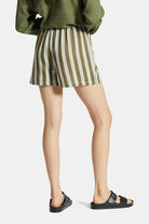 Women's Fit, Back View | Mykonos Stripe Boxer Short - Military Olive