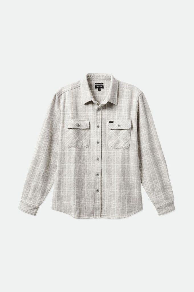 Brixton Bowery Heavy Weight L/S Flannel - Heather Grey/Off White
