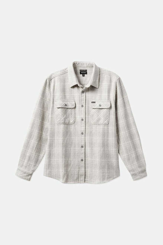 Brixton Men's Bowery Heavyweight L/S Flannel - Heather Grey/Off White | Profile