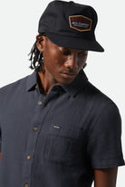 Men's Charter Organic Cotton Linen Blend S/S Shirt in the color Washed Black - Additional Fit View
