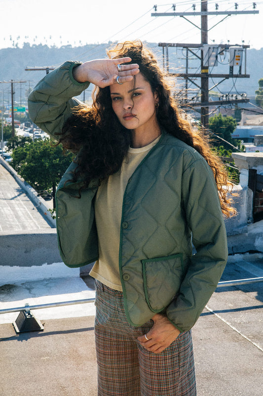 Women's Delilah Quilted Jacket in Olive Surplus – Brixton Australia