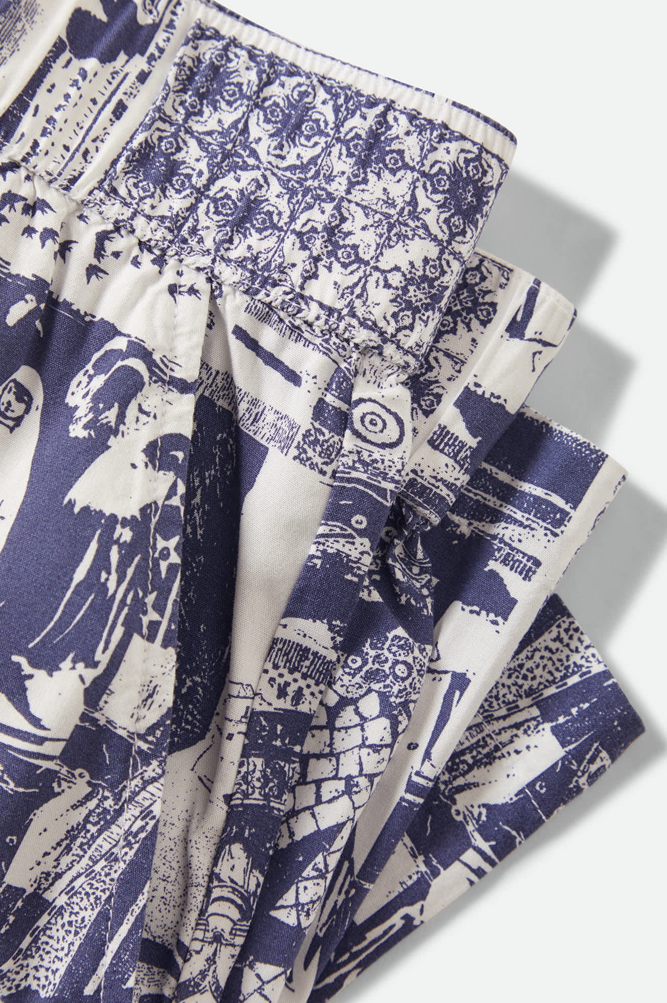 Women's Post Playa E-Waist Short in the color Navy/White Collage - Additional Laydown image