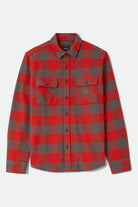Men's Bowery Heavyweight Flannel in the color Washed Red/Grey - Front Product Laydown Image