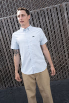 Men's Sanford Oxford Woven in the color Dusty Blue - Men's Lifestyle 2.0