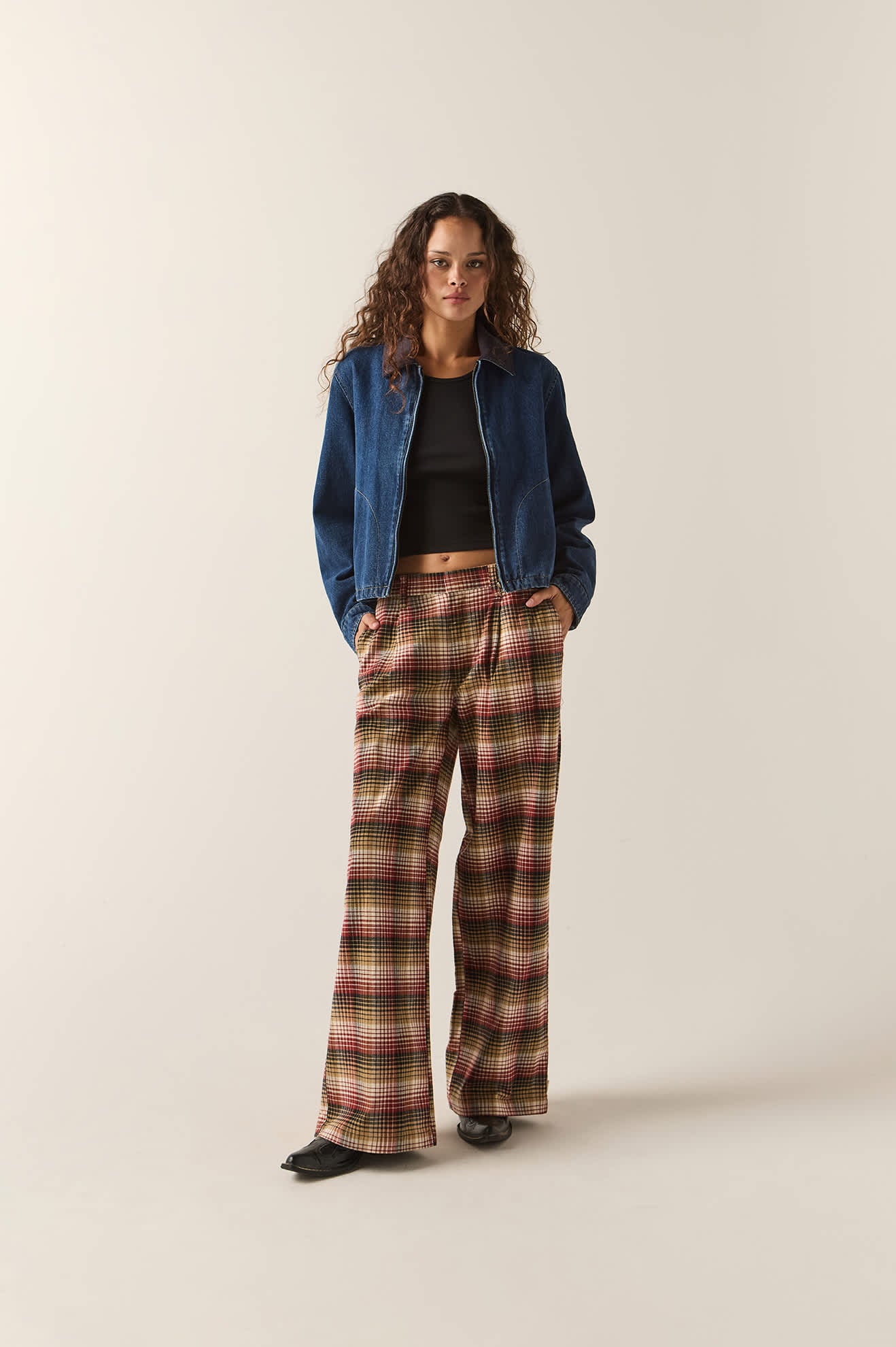 Women's Service Trouser Pant in the color Plaid Mash Up - Women's Front Fit Image