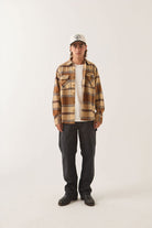 Men's Bowery Flannel in the color Sand/Bison - Men's Front View