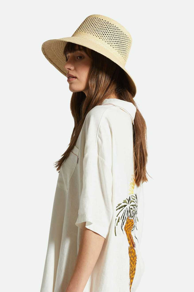 Women's Fit, Side View | Lopez Panama Straw Bucket Hat - Panama White