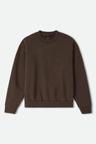 Men's Brixton Baseline Crew Fleece in the color Walnut Brown Vintage Wash - Front Product Laydown Image