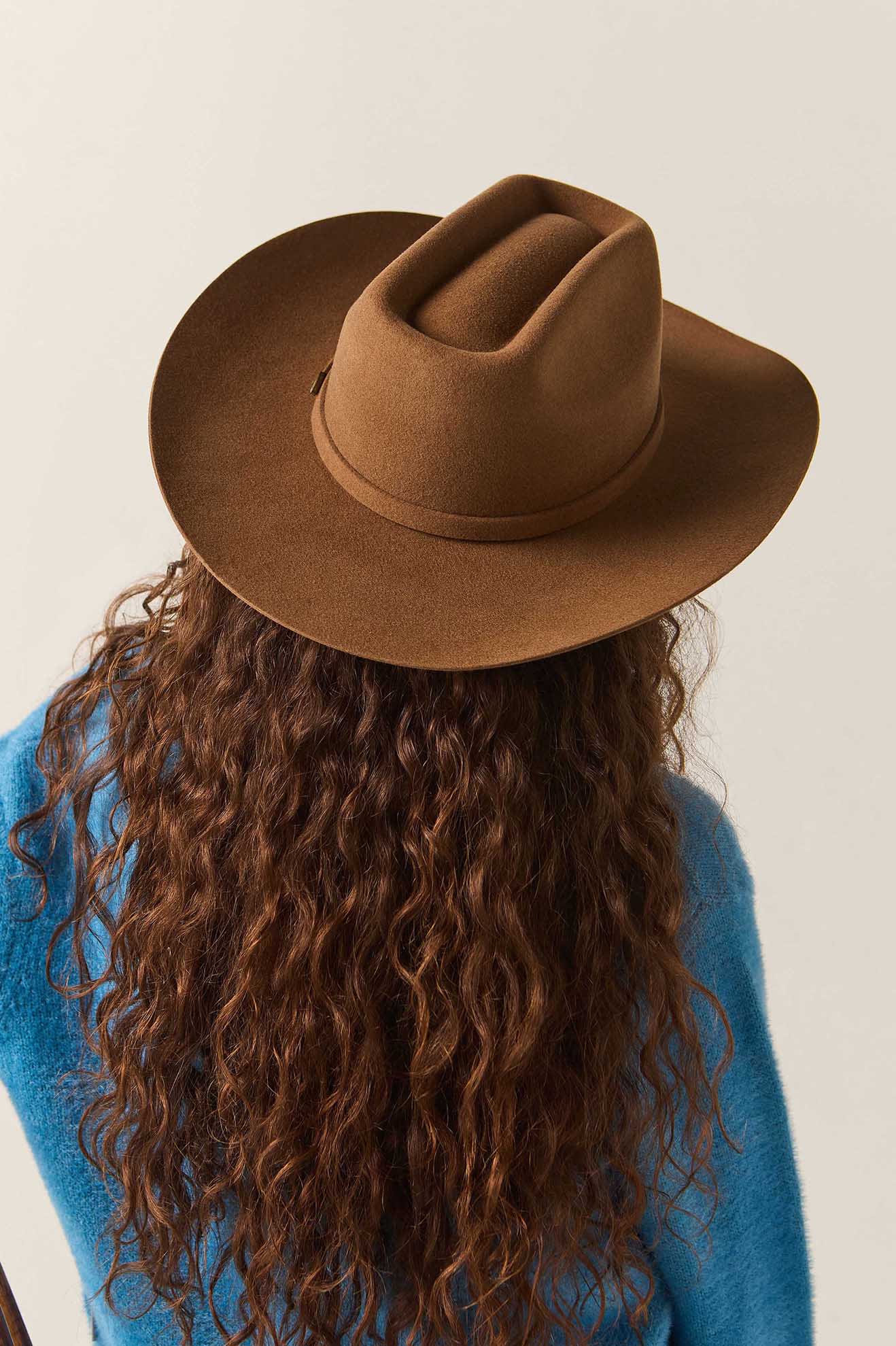 Unisex Prescott Brick Top Cowboy Hat in the color Toffee - Women's Back View