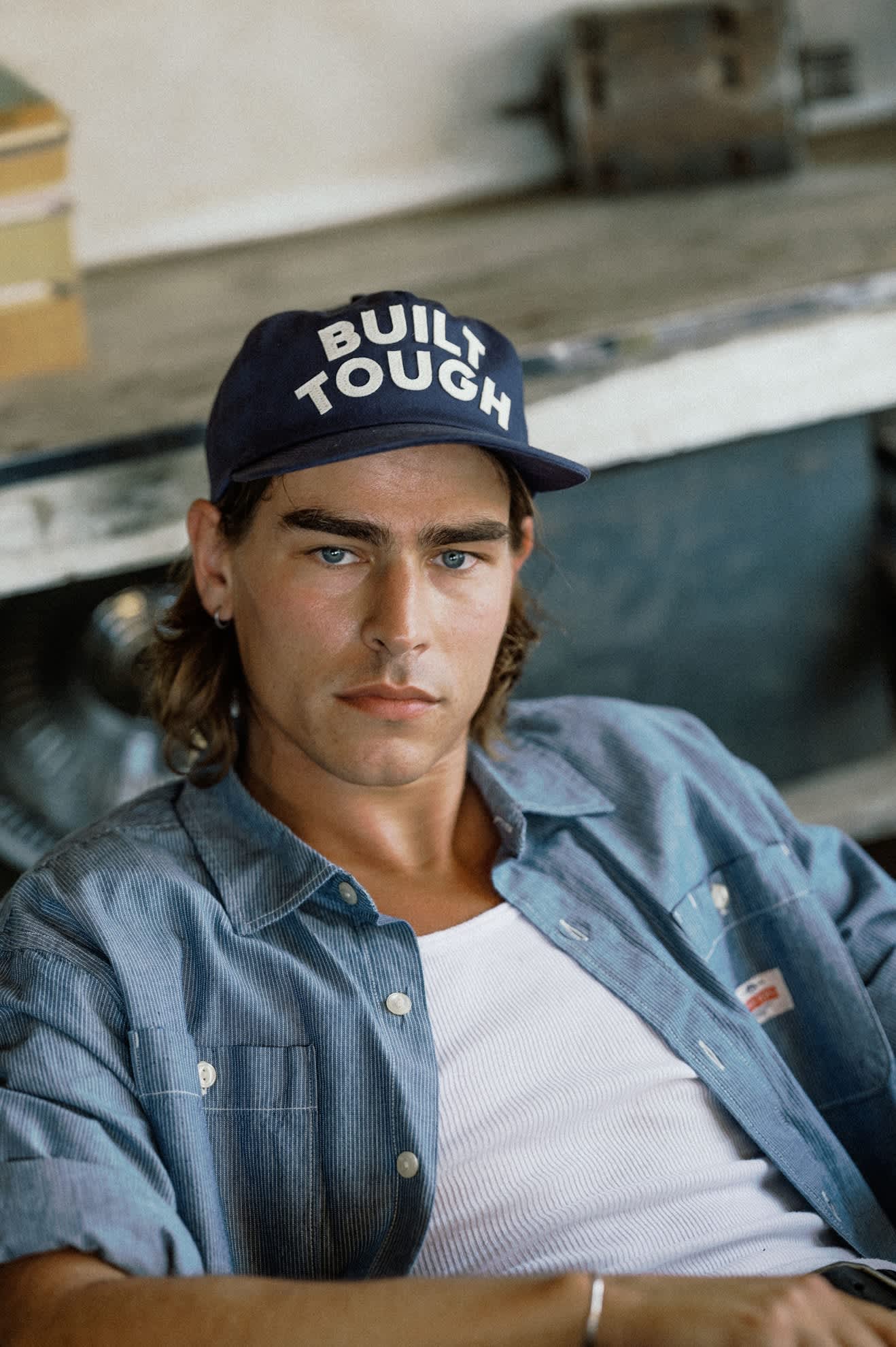 Unisex Ford Built Tough Snapback in the color American Navy/Wimbledon White - Men's Lifestyle 3.0