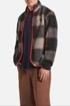 Men's Buffalo Plaid Sherpa Full Zip in the color Black/Cream - Men's Front View
